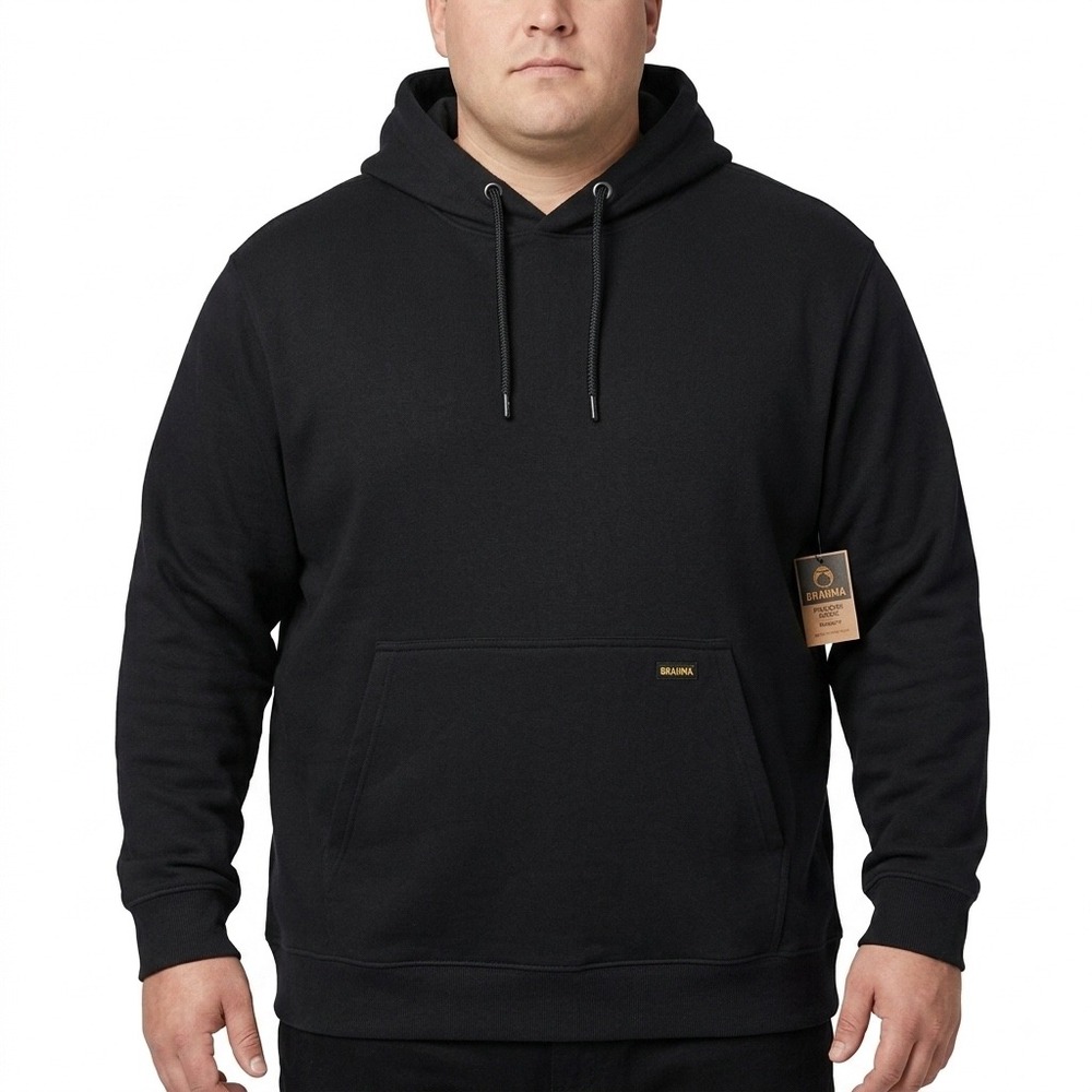 Brahma Hoodie Mens 2XL Black Workwear Relaxed Fit Fleece Pullover Pocket NWT